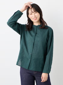 フレームチェックブラウス