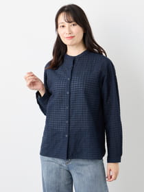 フレームチェックブラウス