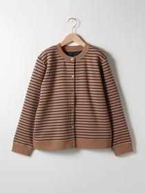 【3buy40%OFF！対象商品】ストレッチ起毛ボーダーカーディガン