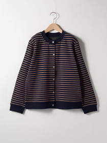 【3buy40%OFF！対象商品】ストレッチ起毛ボーダーカーディガン