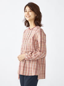 マイクロチェックブラウス