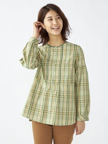 マイクロチェックブラウス