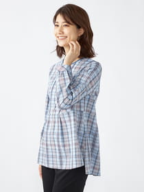 マイクロチェックブラウス