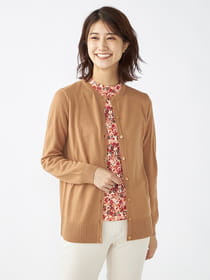 ウォッシャブルクルーネックカーデ