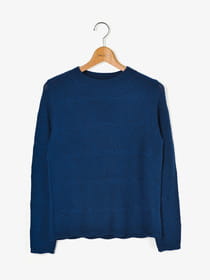 波柄ボーダーハイネックニット