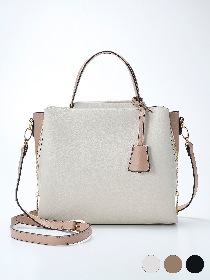 【3buy40%OFF！対象商品】【WEB限定】【2WAY】【3層式】サイドジップ バイカラー トート