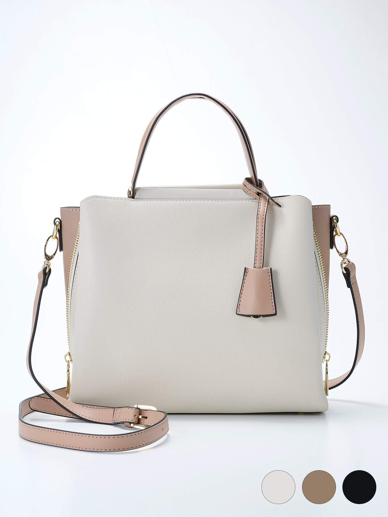 【WEB限定】【2WAY】【3層式】サイドジップ バイカラー トート