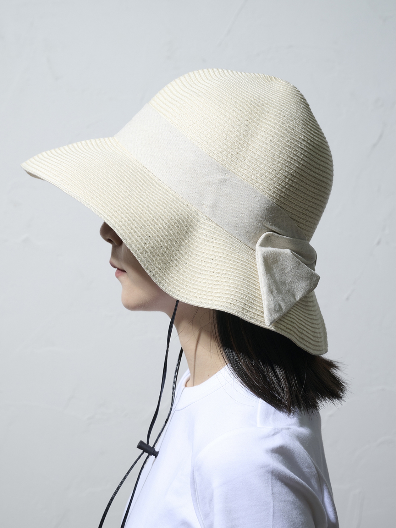 【3buy40%OFF！対象商品】【WEB限定】リボン折り畳みツバ遮光キャペリン