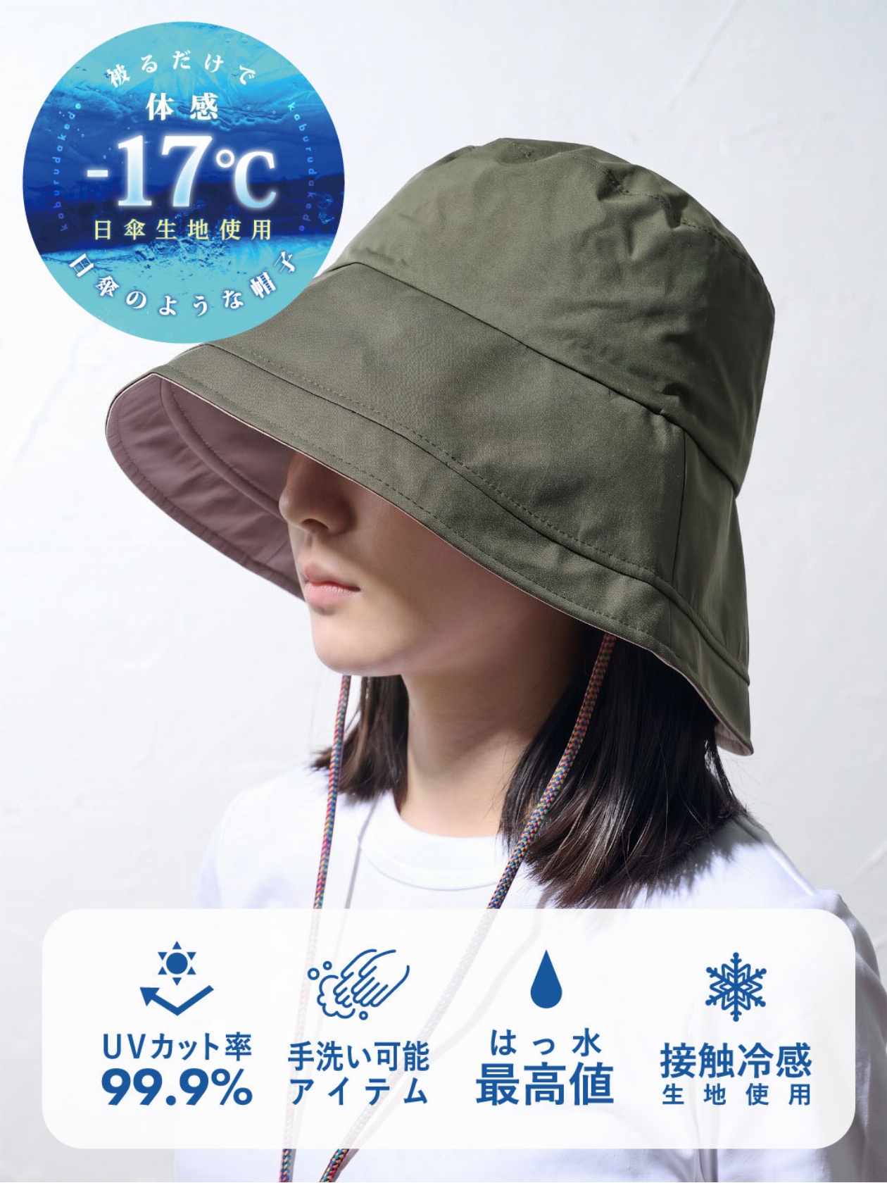 【WEB限定】１級遮光遮熱撥水ロングブリム切替ハット