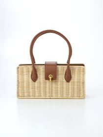 【早割30%OFF対象】【WEB限定】【2WAY】ラタン製 横長 手提げバッグ