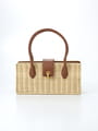 【WEB限定】【2WAY】ラタン製 横長 手提げバッグ