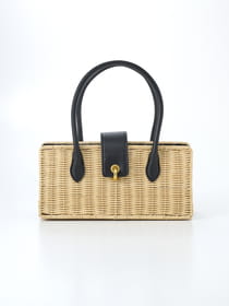 【早割30%OFF対象】【WEB限定】【2WAY】ラタン製 横長 手提げバッグ