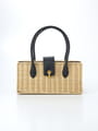 【WEB限定】【2WAY】ラタン製 横長 手提げバッグ