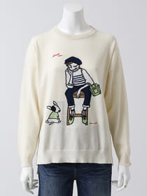 綿強撚インターシャニットプルオーバー