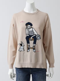 綿強撚インターシャニットプルオーバー