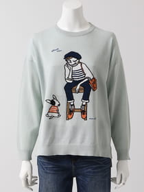 綿強撚インターシャニットプルオーバー