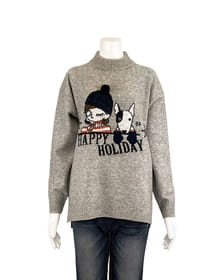 ウール混インターシャジャカードプルオーバー