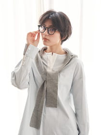 ノーカラーブラウス/ワッシャータイプライター