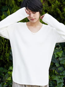 ［ニット］畦編みVネック