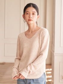 ［ニット］畦編みVネック