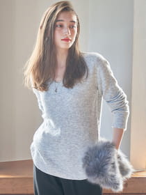 ［ニット］畦編みVネック