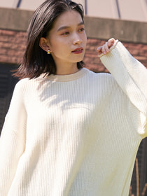 ［ニット］畦編みクルーネック
