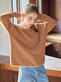 ［ニット］畦編みクルーネック