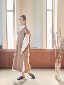 ［ニット］ハイゲージロングベスト