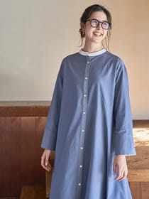 シャツワンピース/クレリックアシメデザイン