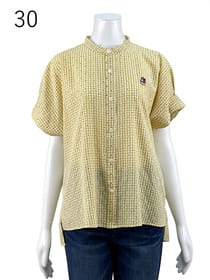 スタンドカラープリントブラウス