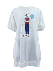 チュニック丈プリントカットソープルオーバー