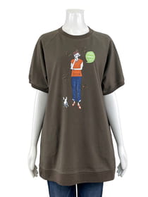 チュニック丈プリントカットソープルオーバー