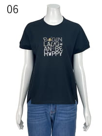 スパンコール入り立体ロゴ刺繍カットソー