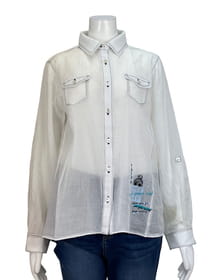2.2oz綾デニムシャツブラウス
