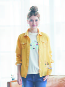 2.2oz綾デニムシャツブラウス