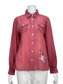 2.2oz綾デニムシャツブラウス