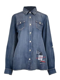2.2oz綾デニムシャツブラウス