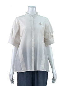 サッカーチェックブラウス