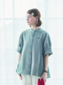 サッカーチェックブラウス