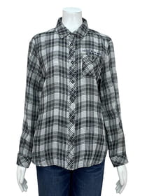 接結ガーゼチェックシャツブラウス