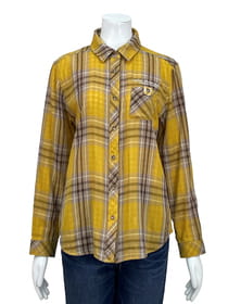 接結ガーゼチェックシャツブラウス