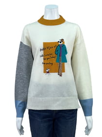 配色モックネックプルオーバー