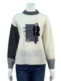 配色モックネックプルオーバー