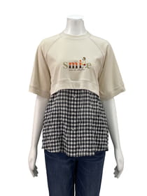 先染ギンガムドッキングカットソー