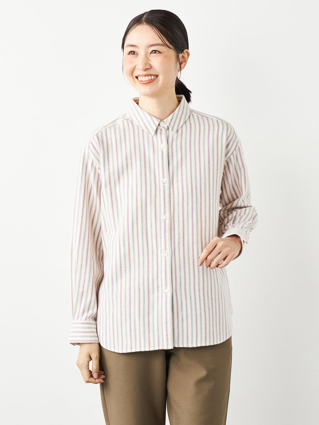 ウォーミーストライプブラウス