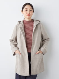 【早割30%OFF対象】ウールライクフード取り外しコート