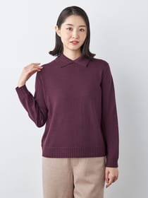 【早割30%OFF対象】メリノウールリブ衿ニットプルオーバー