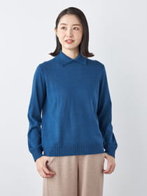 【早割30%OFF対象】メリノウールリブ衿ニットプルオーバー