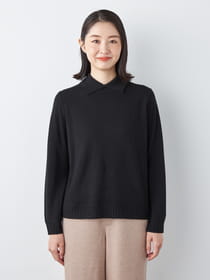 【早割30%OFF対象】メリノウールリブ衿ニットプルオーバー