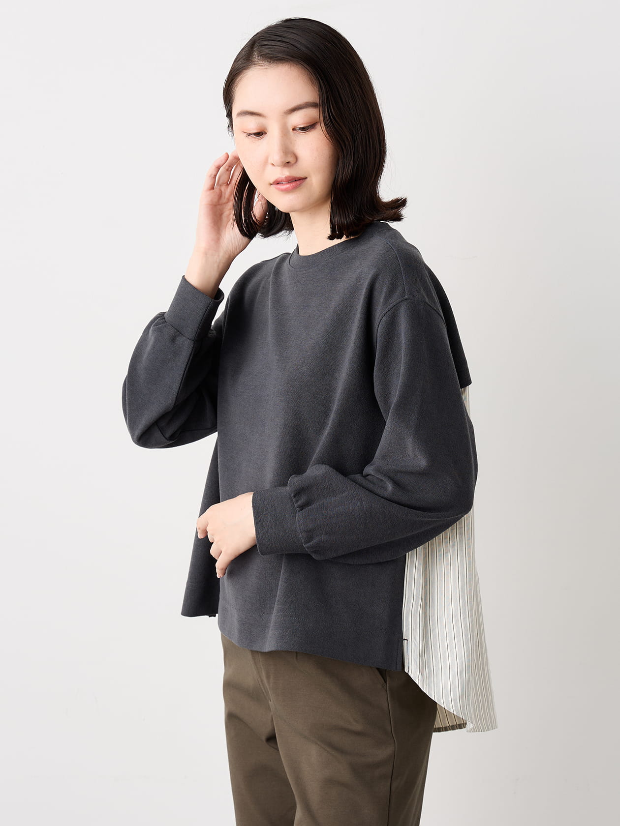 ストライプドッキングプルオーバー